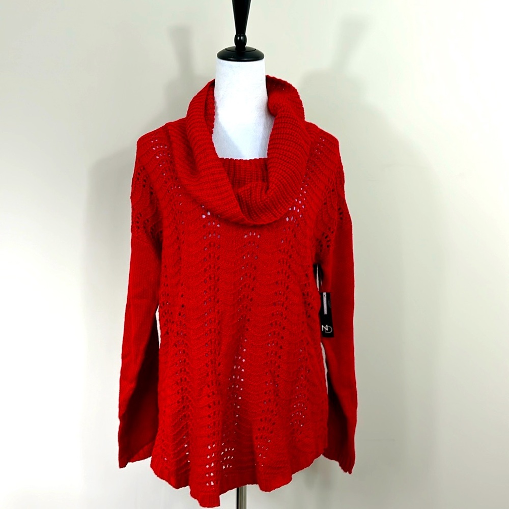 Christmas party Women’s Cowl Neck Sweater Size XL Crochet Pullover Knit …